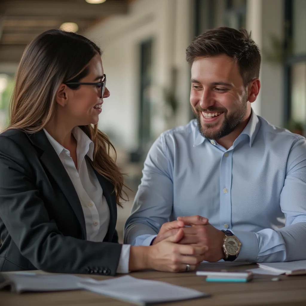 Consultor financiero asesorando a un cliente PYME