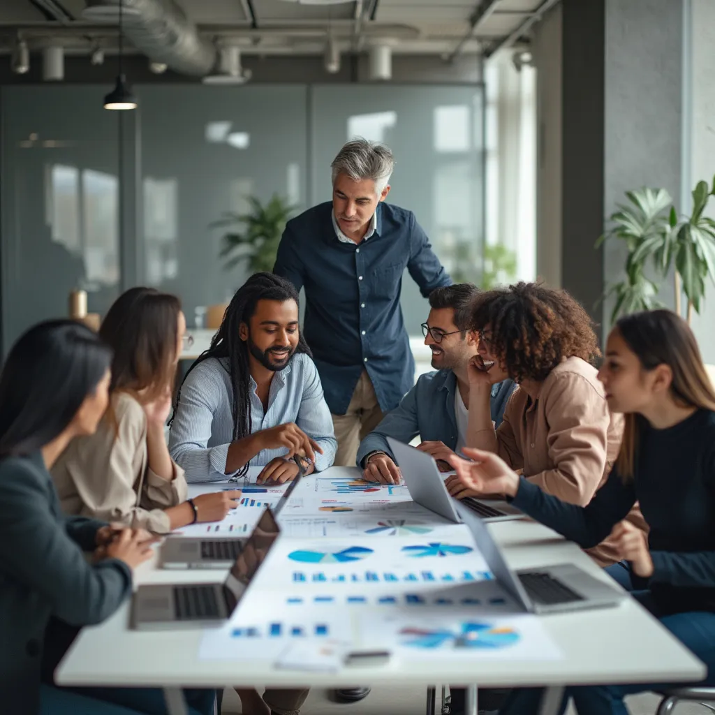 Equipo discutiendo estrategias financieras
